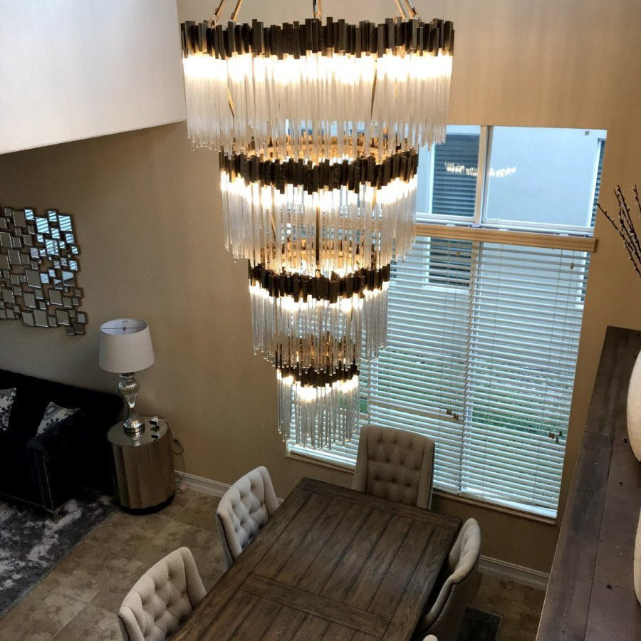 Large Elegant Multi-layers Glam Glass Chandelier for High-ceiling Staircase/Entryway/Living/meeting Room-Chandeliers, Dining Room-Blushlighting-Blushlighting