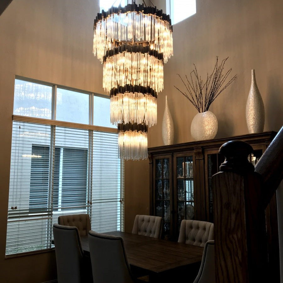 Large Elegant Multi-layers Glam Glass Chandelier for High-ceiling Staircase/Entryway/Living/meeting Room-Chandeliers, Dining Room-Blushlighting-Blushlighting