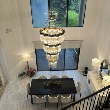 Large Elegant Multi-layers Glam Glass Chandelier for High-ceiling Staircase/Entryway/Living/meeting Room-Chandeliers, Dining Room-Blushlighting-Blushlighting