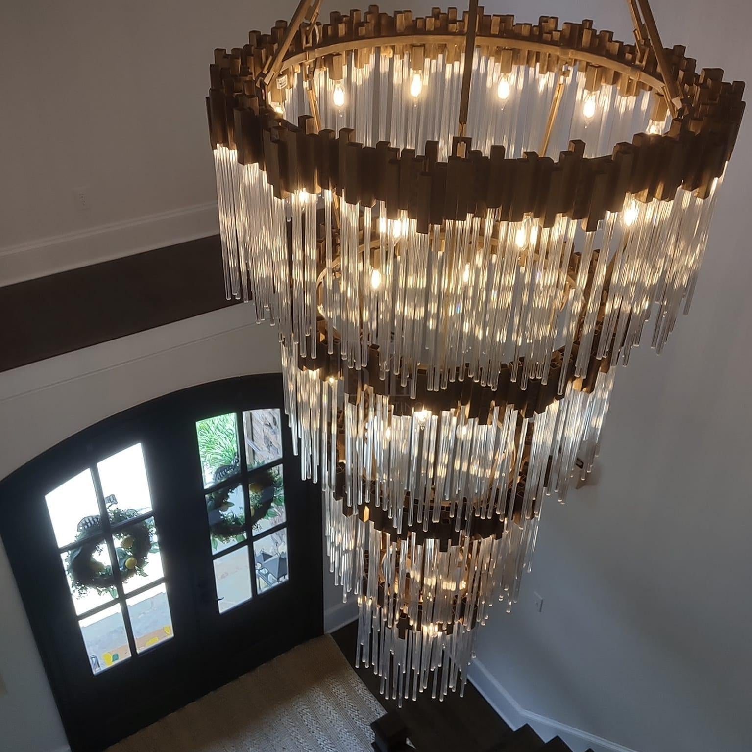 Large Elegant Multi-layers Glam Glass Chandelier for High-ceiling Staircase/Entryway/Living/meeting Room-Chandeliers, Dining Room-Blushlighting-Blushlighting