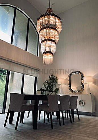 Large Elegant Multi-layers Glam Glass Chandelier for High-ceiling Staircase/Entryway/Living/meeting Room-Chandeliers, Dining Room-Blushlighting-Blushlighting
