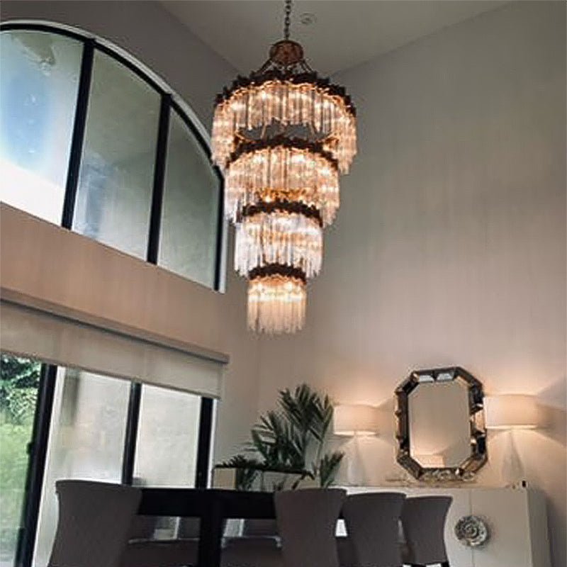 Large Elegant Multi-layers Glam Glass Chandelier for High-ceiling Staircase/Entryway/Living/meeting Room-Chandeliers, Dining Room-Blushlighting-Blushlighting
