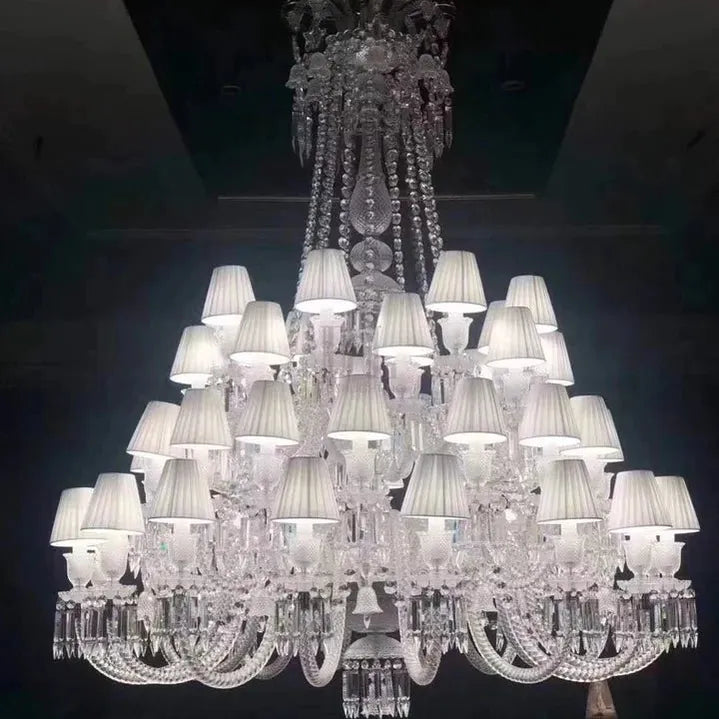 Large Light Luxury Classic Tiered Crystal Candle shaded Chandelier for High-ceiling Rooms/Living Room-Chandeliers-Blushlighting-Blushlighting