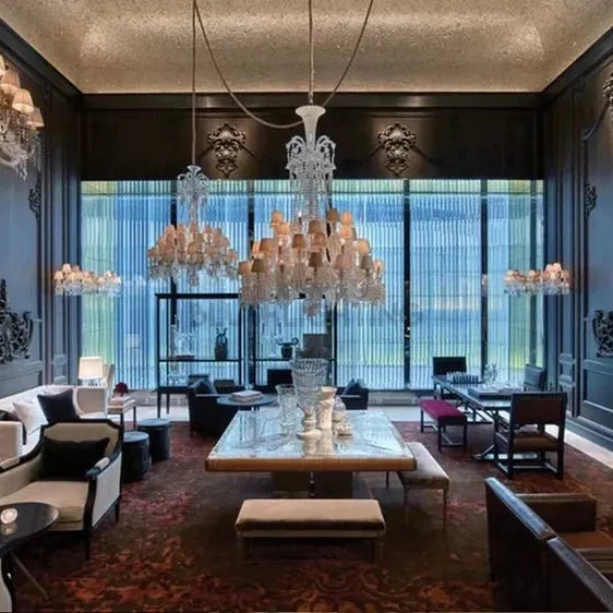 Large Light Luxury Classic Tiered Crystal Candle shaded Chandelier for High-ceiling Rooms/Living Room-Chandeliers-Blushlighting-Blushlighting