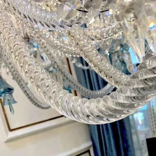 Large Light Luxury Classic Tiered Crystal Candle shaded Chandelier for High-ceiling Rooms/Living Room-Chandeliers-Blushlighting-Blushlighting