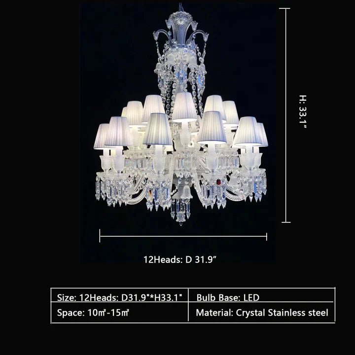 Large Light Luxury Classic Tiered Crystal Candle shaded Chandelier for High-ceiling Rooms/Living Room-Chandeliers-Blushlighting-Blushlighting