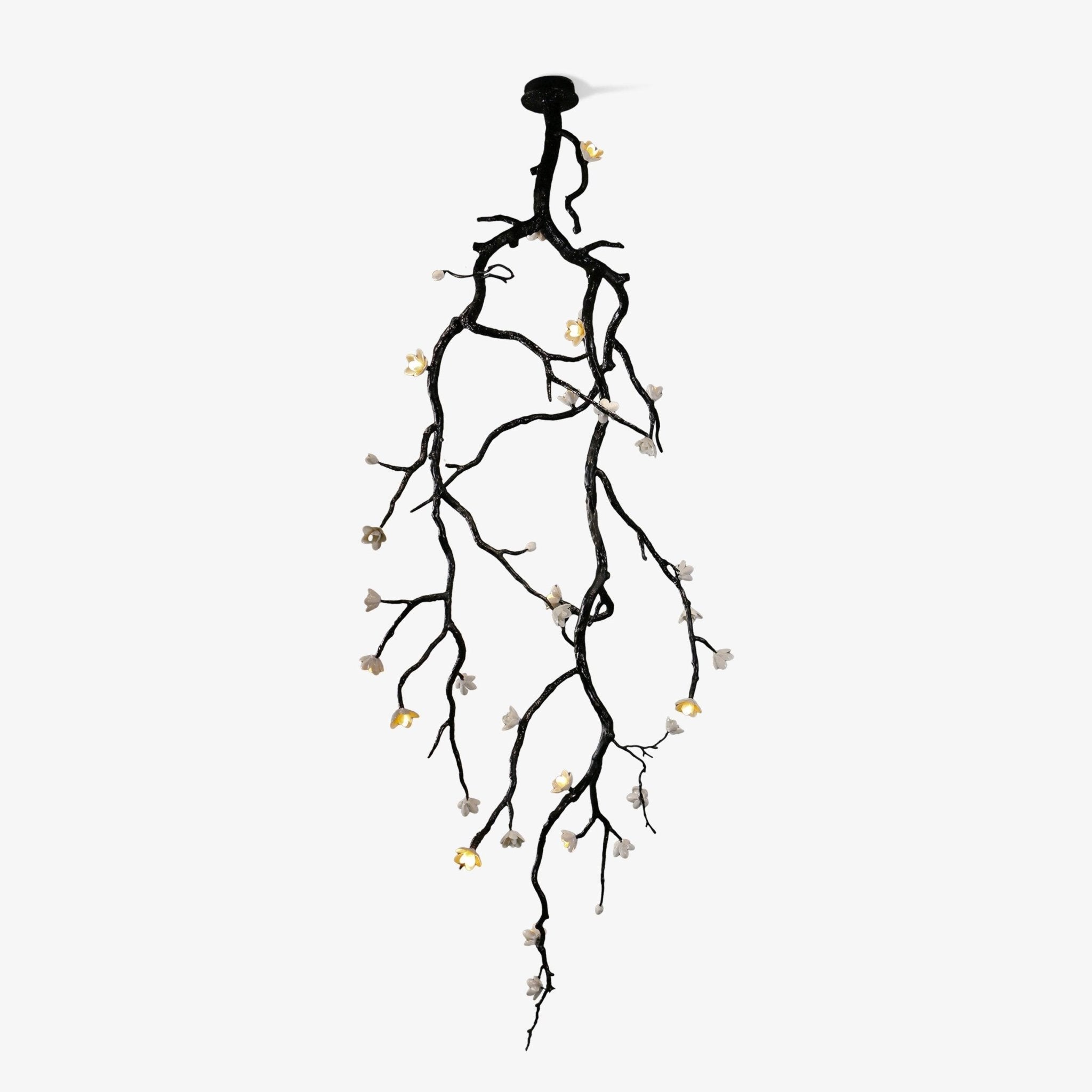 Large Long Branch Flower Chandelier - L 53.1″ x H 129.9″ / L 135cm x H 330cmBrass stained blackBlushlighting
