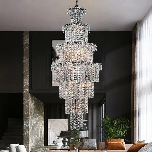 Large Multi - pieces Crystal Chandelier Stylish Ceiling Light Fixture For Foyer Living Room Staircase - D23.6"*H70.9"Blushlighting