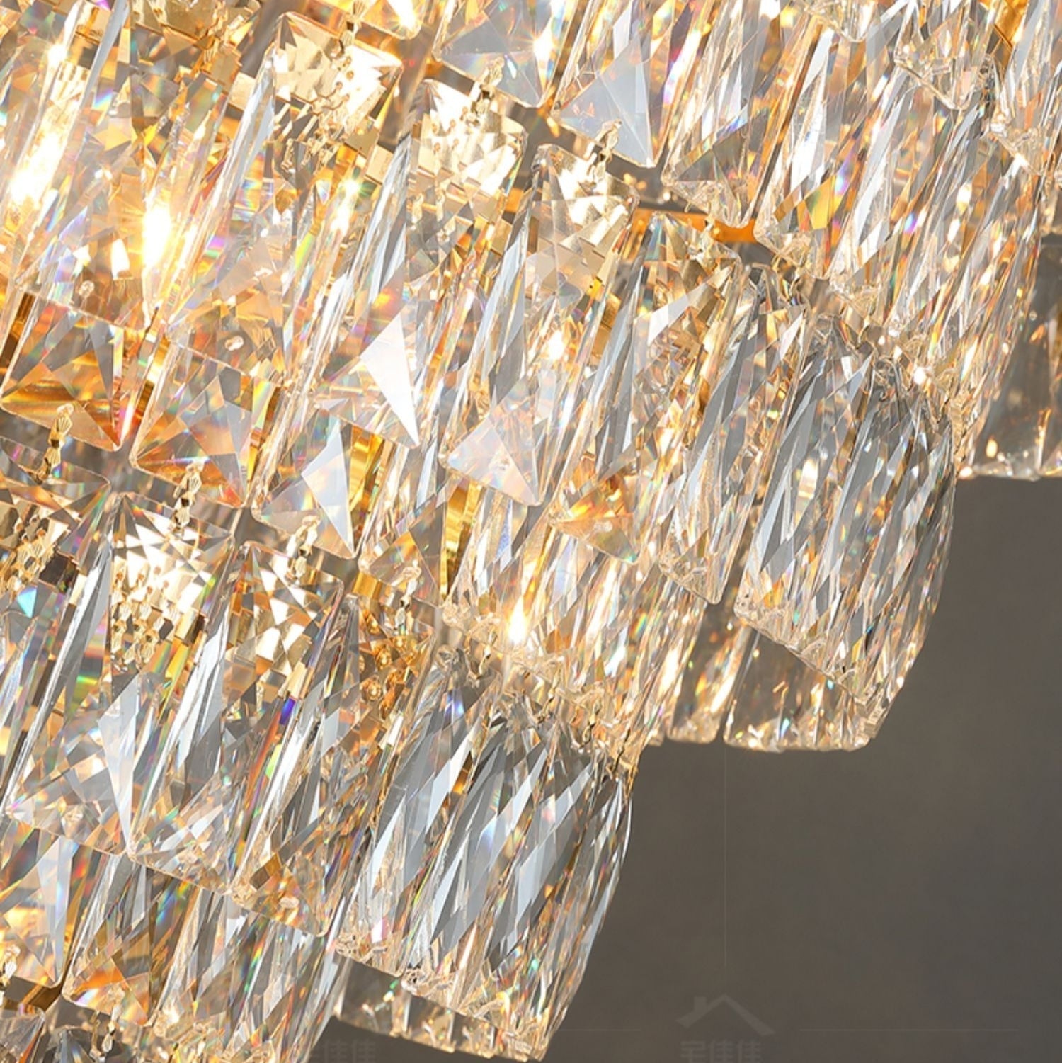Large Staircase Crystal Chandelier Living Room Ceiling Light Fixture For Hotel Entrance In Gold Finish-Chandeliers-Blushlighting-Blushlighting