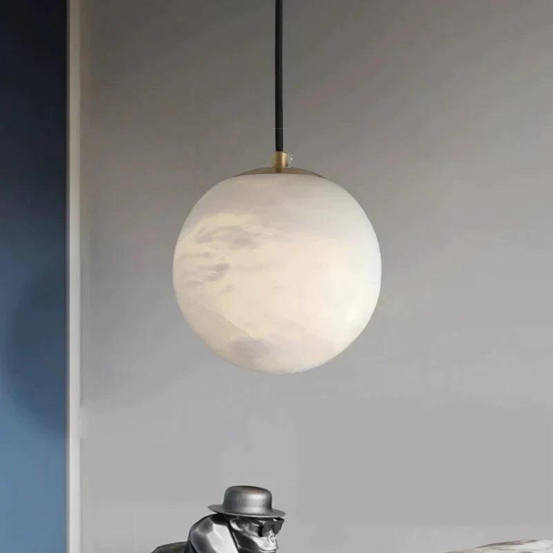 Larry Alabaster Ball Pendant Light For Kitchen Island-Pendant Light-Blushlighting