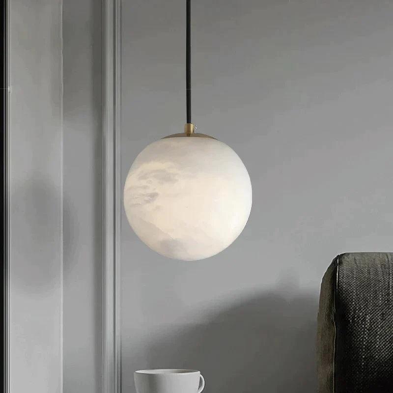 Larry Alabaster Ball Pendant Light For Kitchen Island-Pendant Light-Blushlighting