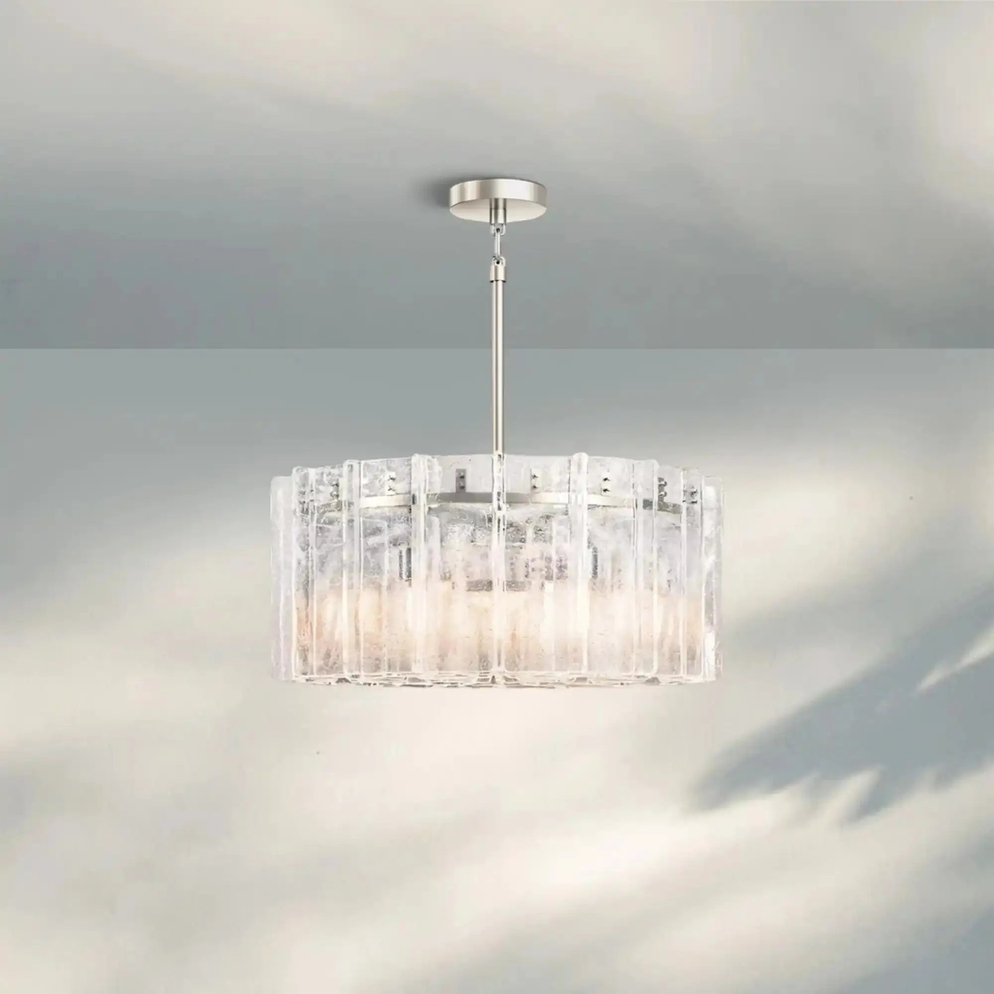 Lattic Smoke Glass Round Chandelier 36'' 48''-36''-Clear-Nickel