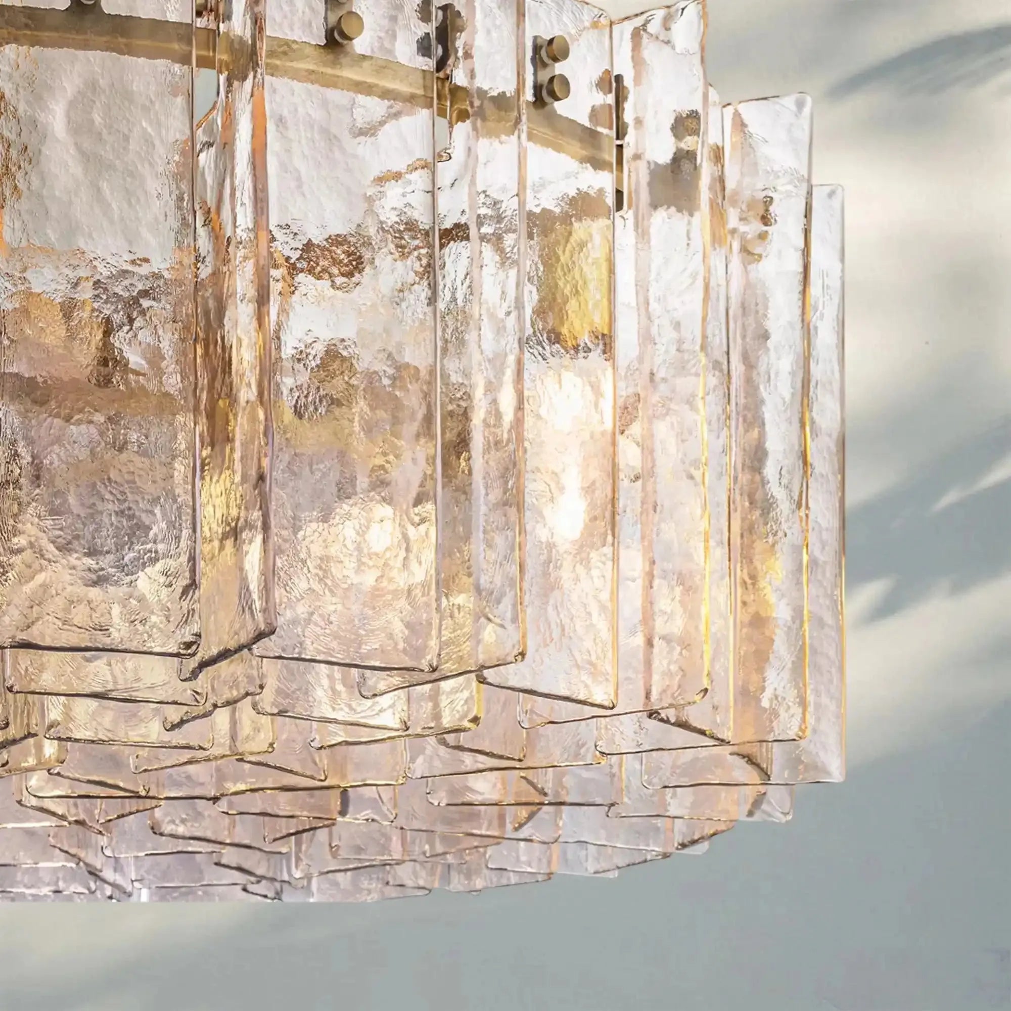 Lattic Smoke Glass Round Chandelier 36'' 48'' - 36''ClearLacquered Burnished BrassBlushlighting