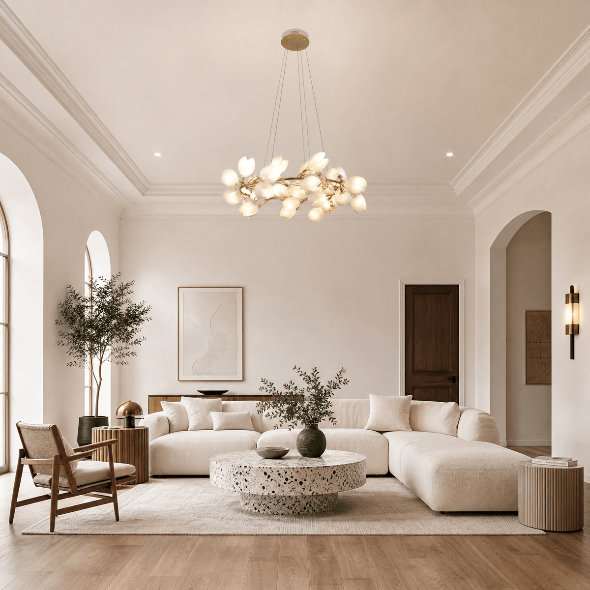Lauro Ceramic Leaf Chandelier - Blushlighting