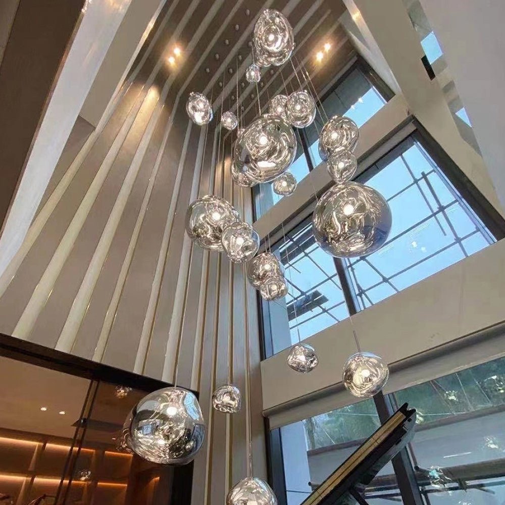 Lava Chandelier Villa Loft Duplex Stairwell Pendant Light - Silver5 Balls - Style BBlushlighting