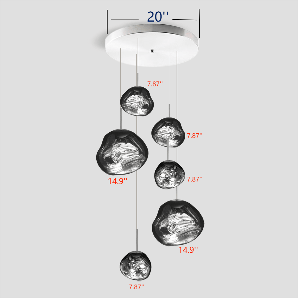 Lava Chandelier Villa Loft Duplex Stairwell Pendant Light - Smokey Gray5 Balls - Style BBlushlighting