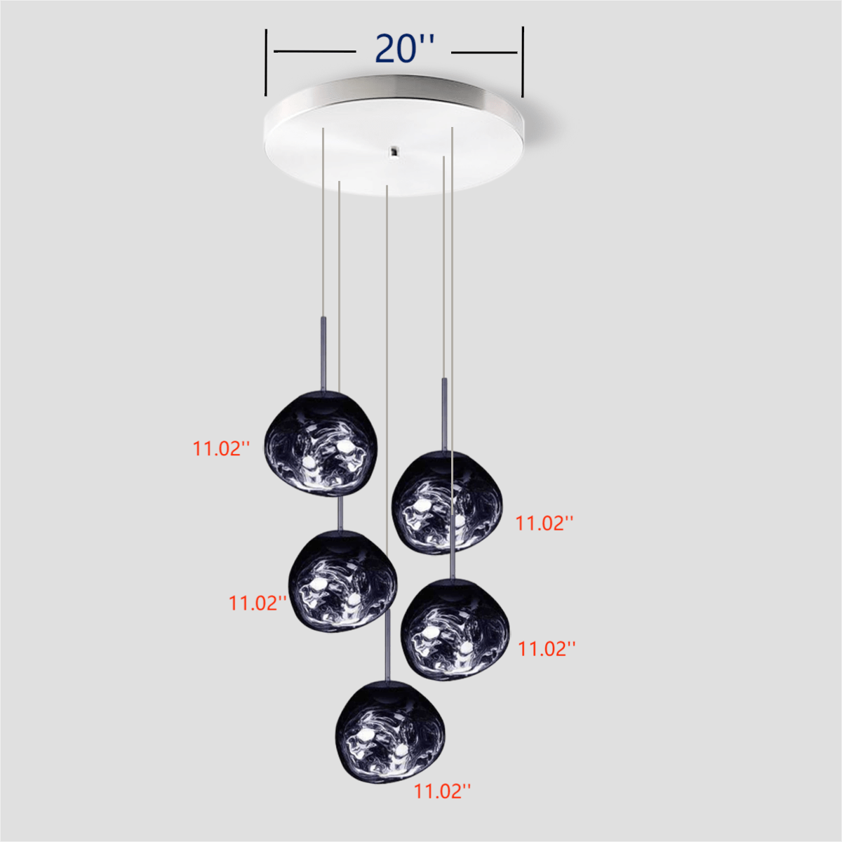 Lava Chandelier Villa Loft Duplex Stairwell Pendant Light - Smokey Gray5 Balls - Style BBlushlighting