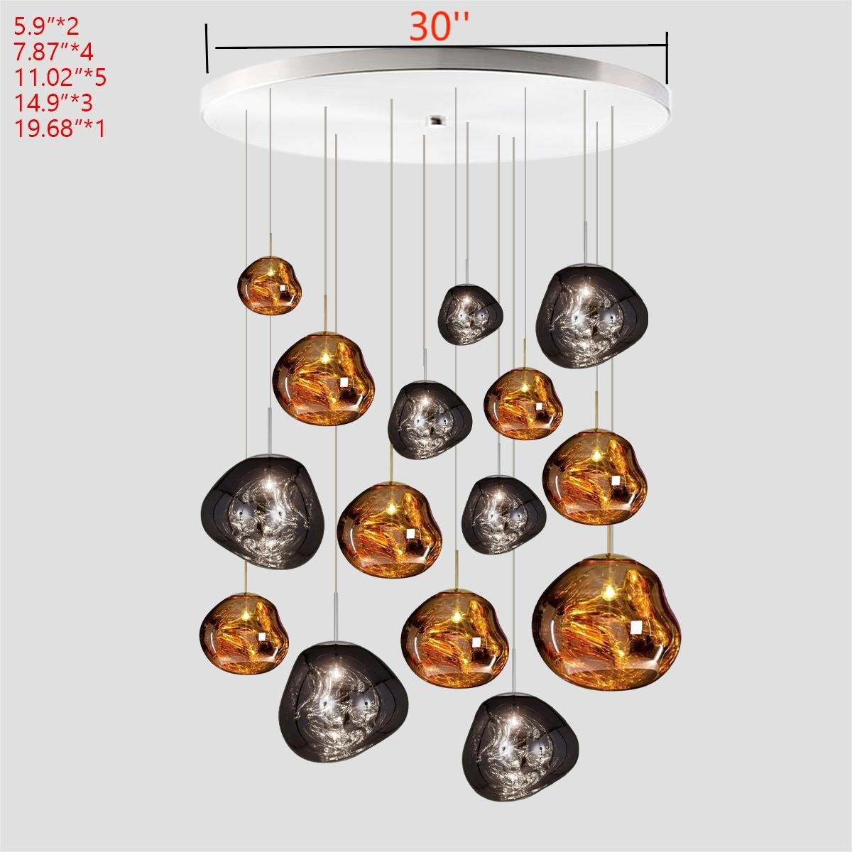 Lava Chandelier Villa Loft Duplex Stairwell Pendant Light - Rose Gold5 Balls - Style ABlushlighting