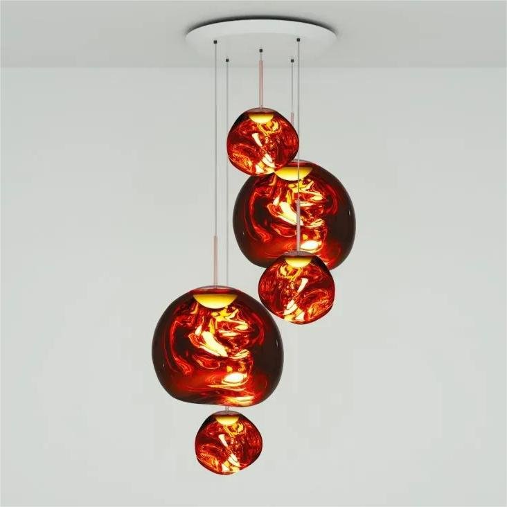 Lava Chandelier Villa Loft Duplex Stairwell Pendant Light - Rose Gold5 Balls - Style ABlushlighting