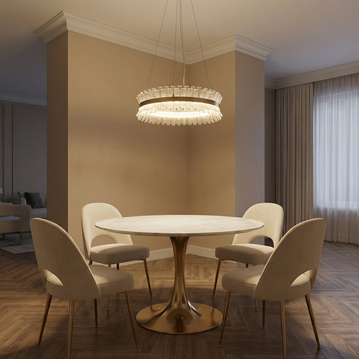 Lawson Contemporary Chandelier Dining Room 39" - Ø31.5" × H8.7" (Ø80 × H22 cm)Blushlighting