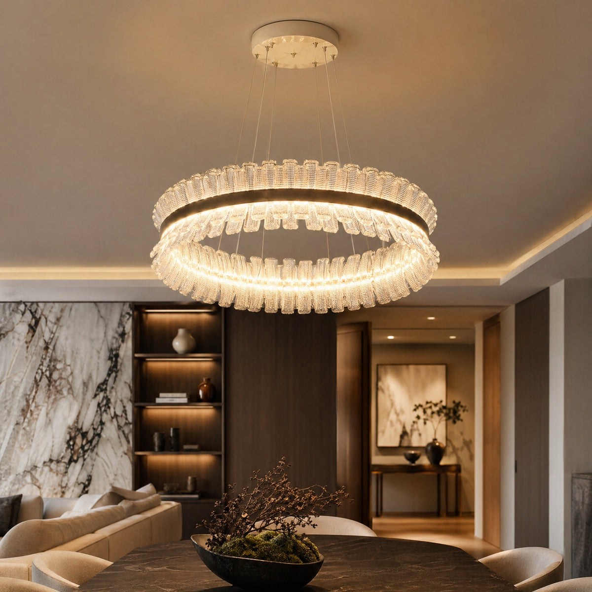 Lawson Contemporary Chandelier Dining Room 39" - Ø31.5" × H8.7" (Ø80 × H22 cm)Blushlighting