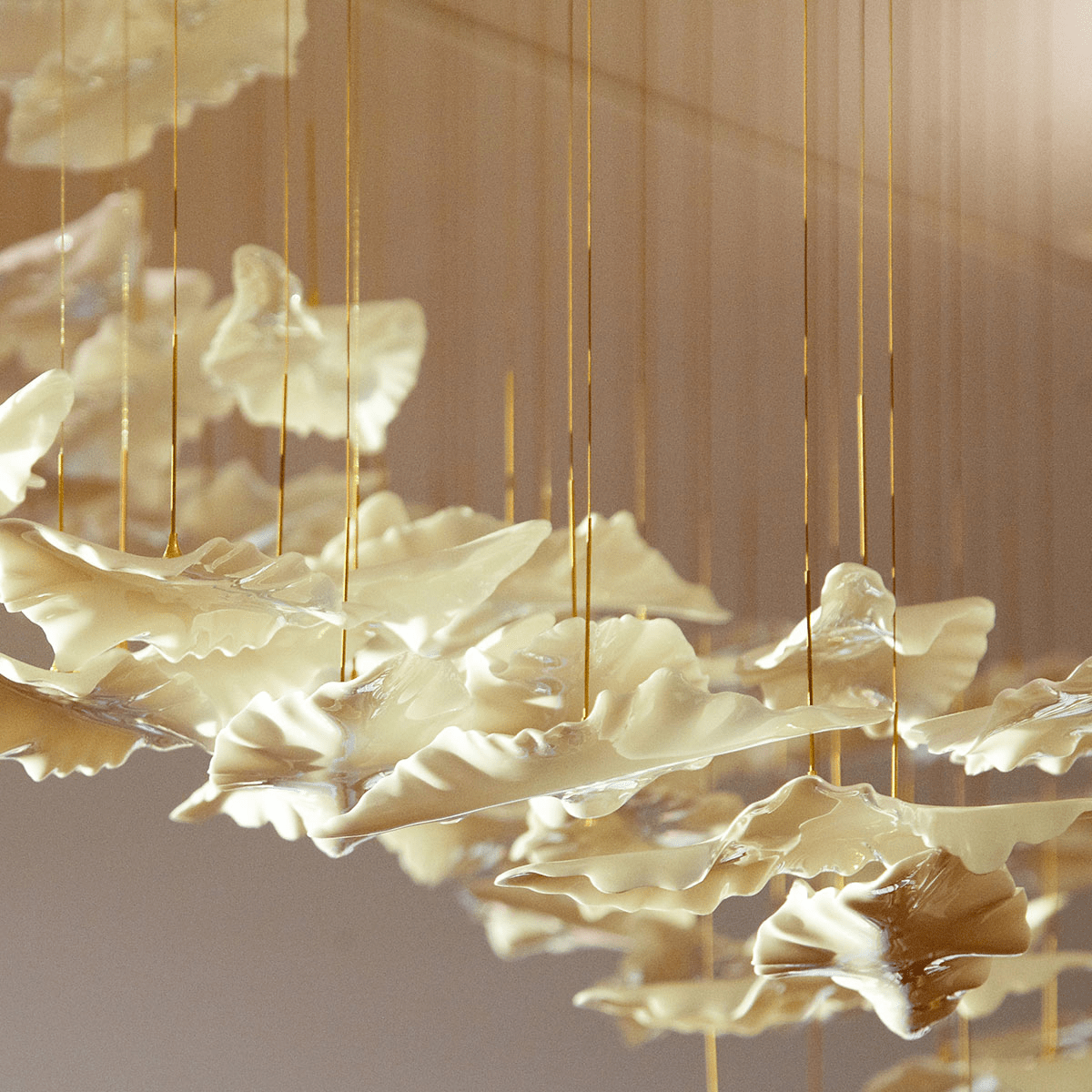 Leaf Twisted Sculptural Customize Chandelier - Support Customized DrawingsBlushlighting