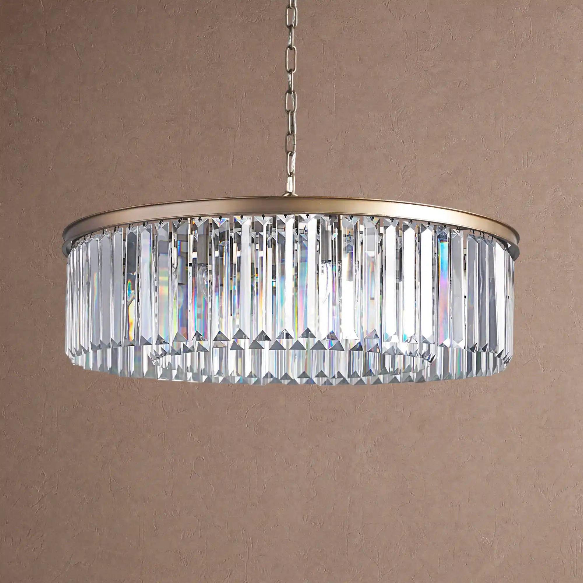 Leyland Crystal Round Chandelier - BrassBlushlighting