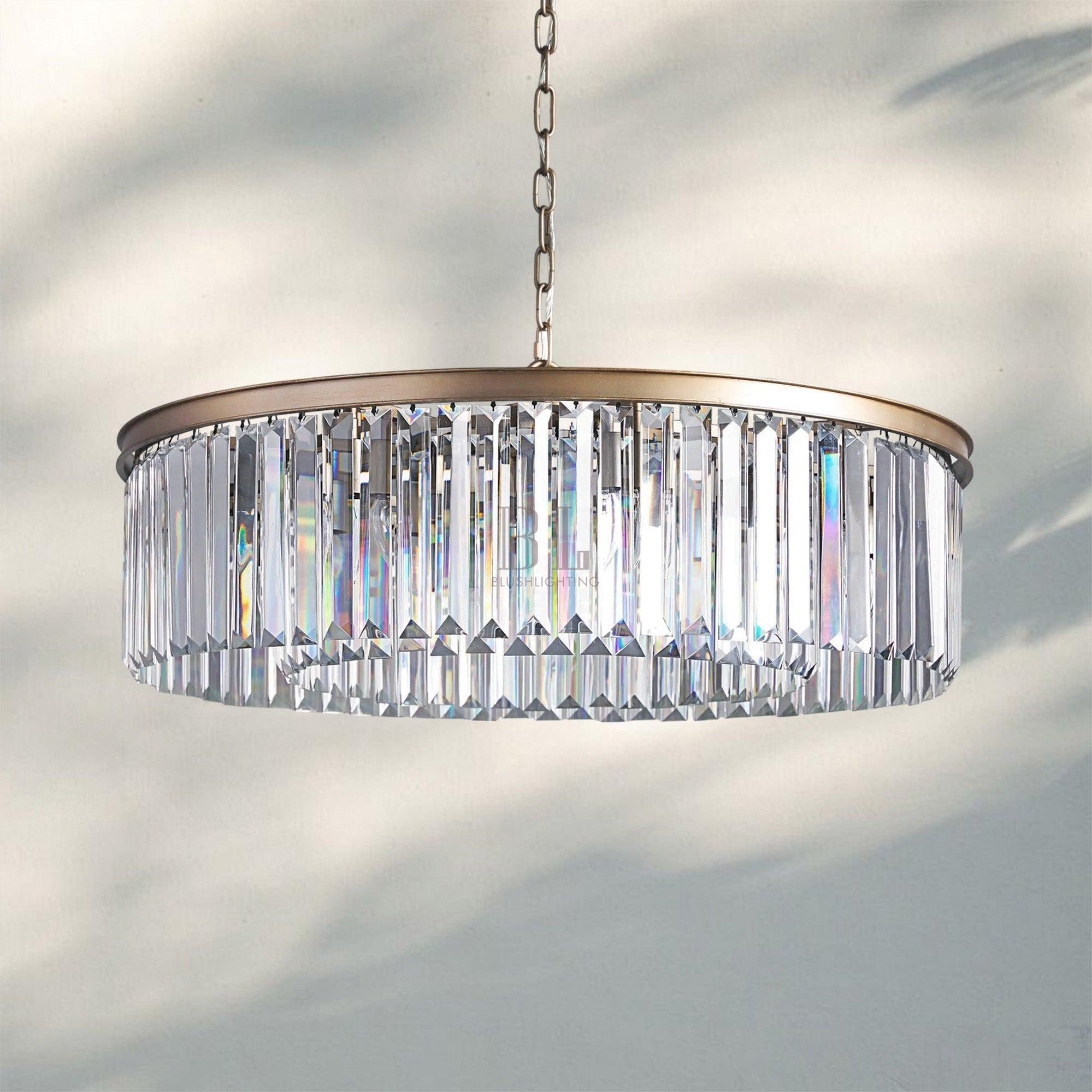 Leyland Crystal Round Chandelier - BrassBlushlighting