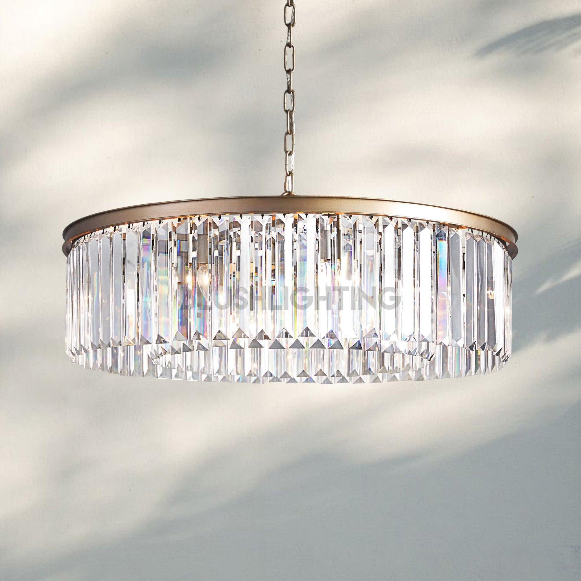 Leyland Crystal Round Chandelier - BrassBlushlighting