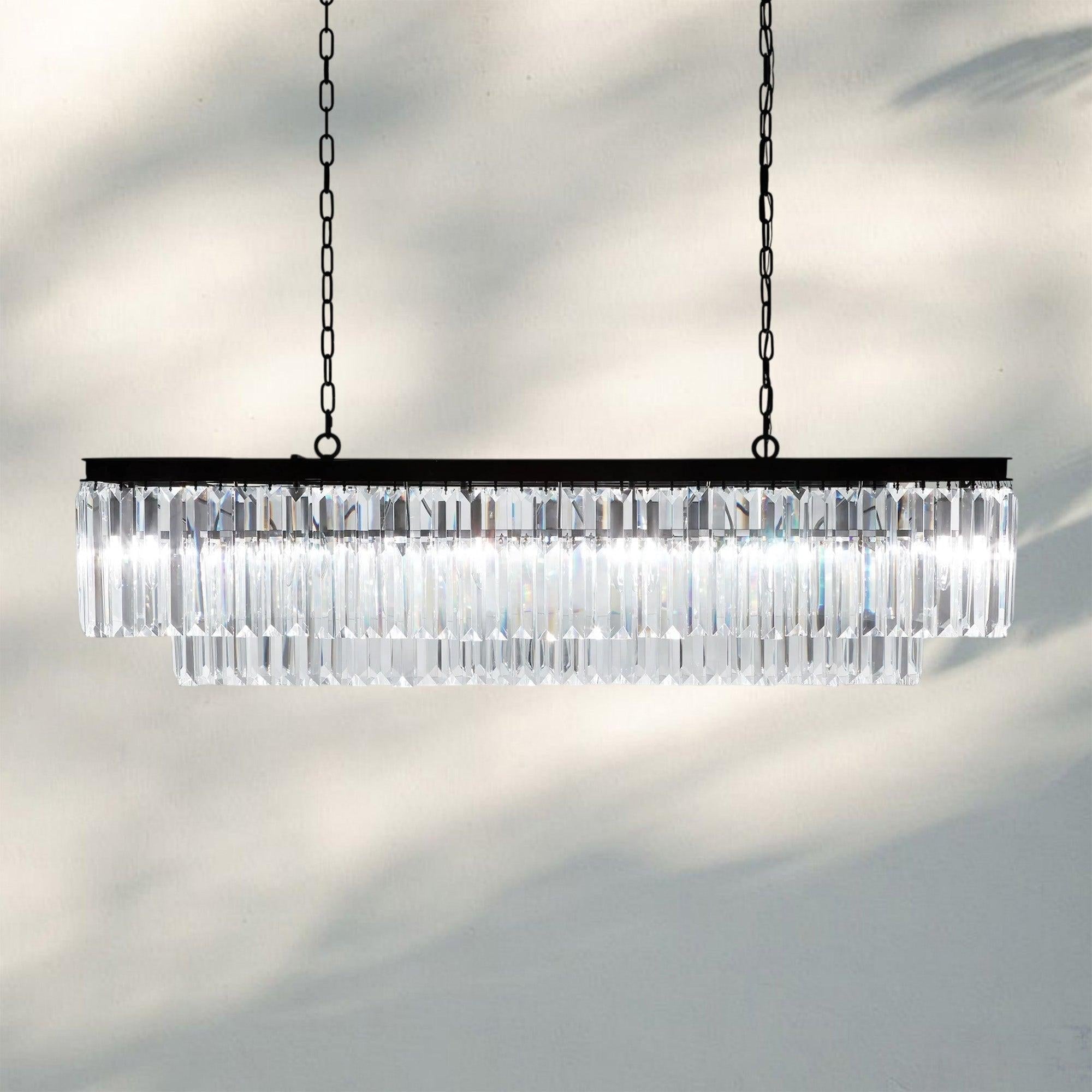 Leyland Tiered Rectangular Chandelier - BrassBlushlighting