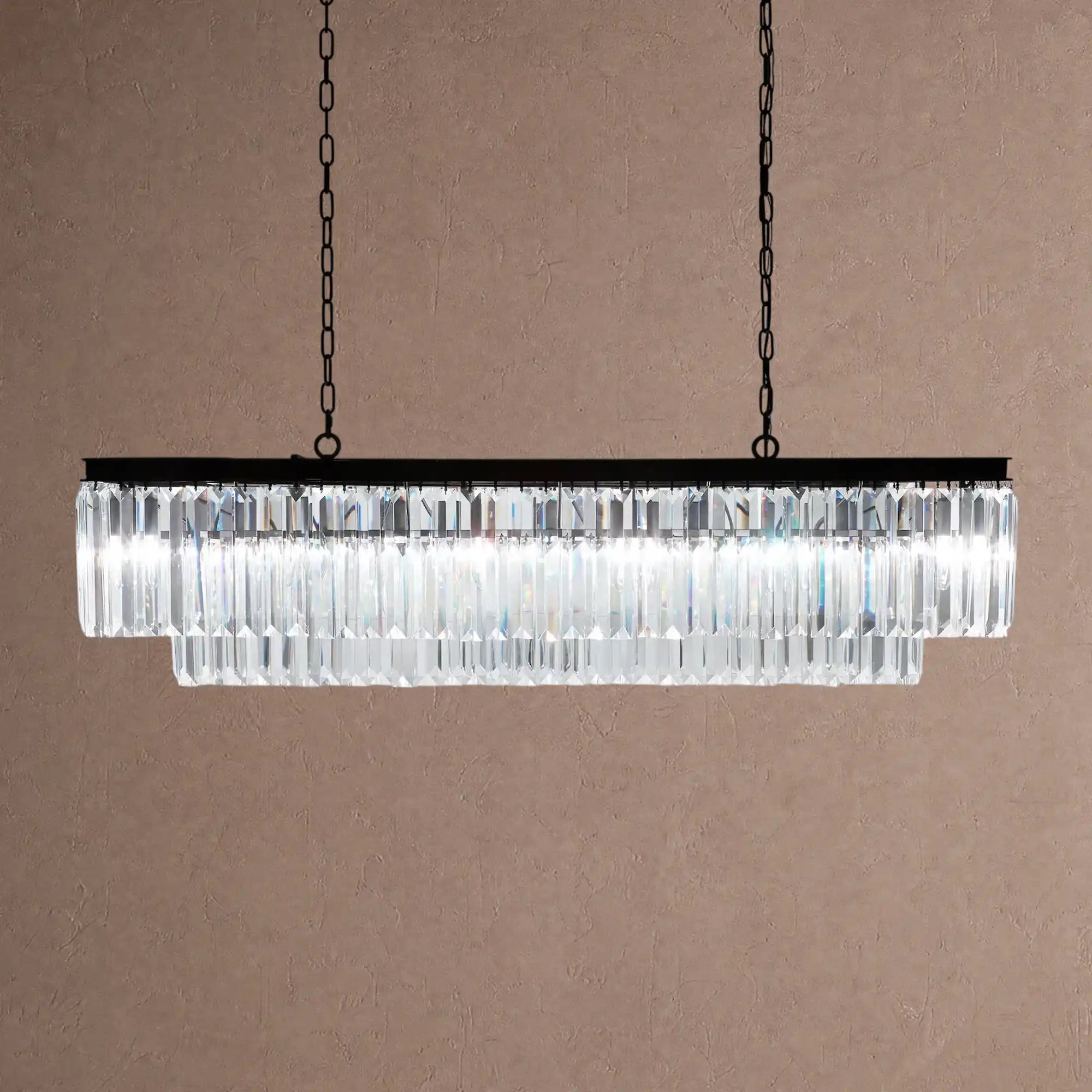 Leyland Tiered Rectangular Chandelier - BrassBlushlighting