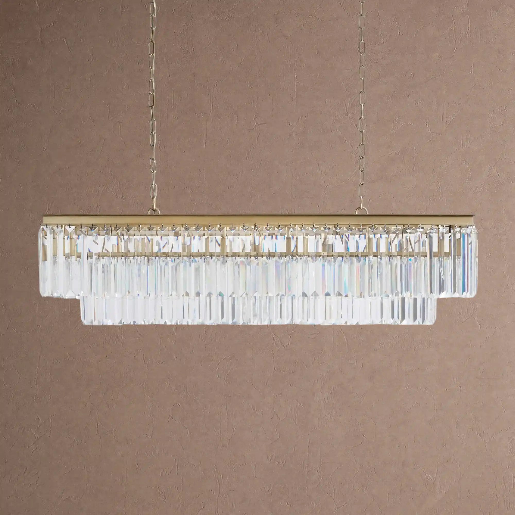 Leyland Tiered Rectangular Chandelier - BrassBlushlighting