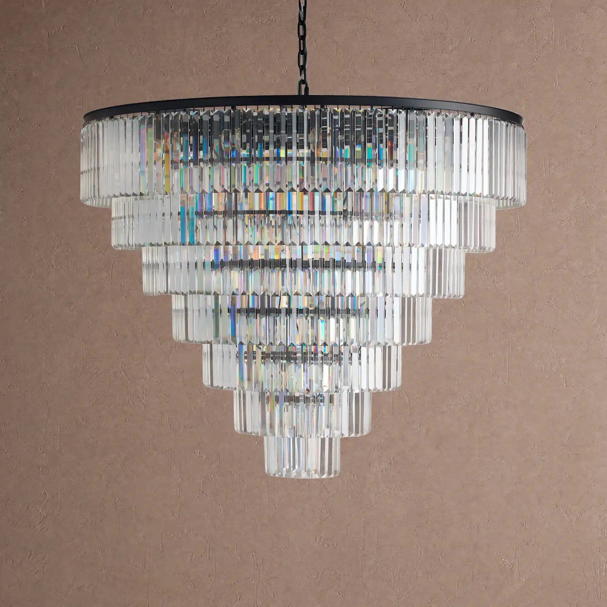 Leyland Tiered Round Chandelier - 7-Tier 60″ WBlackBlushlighting