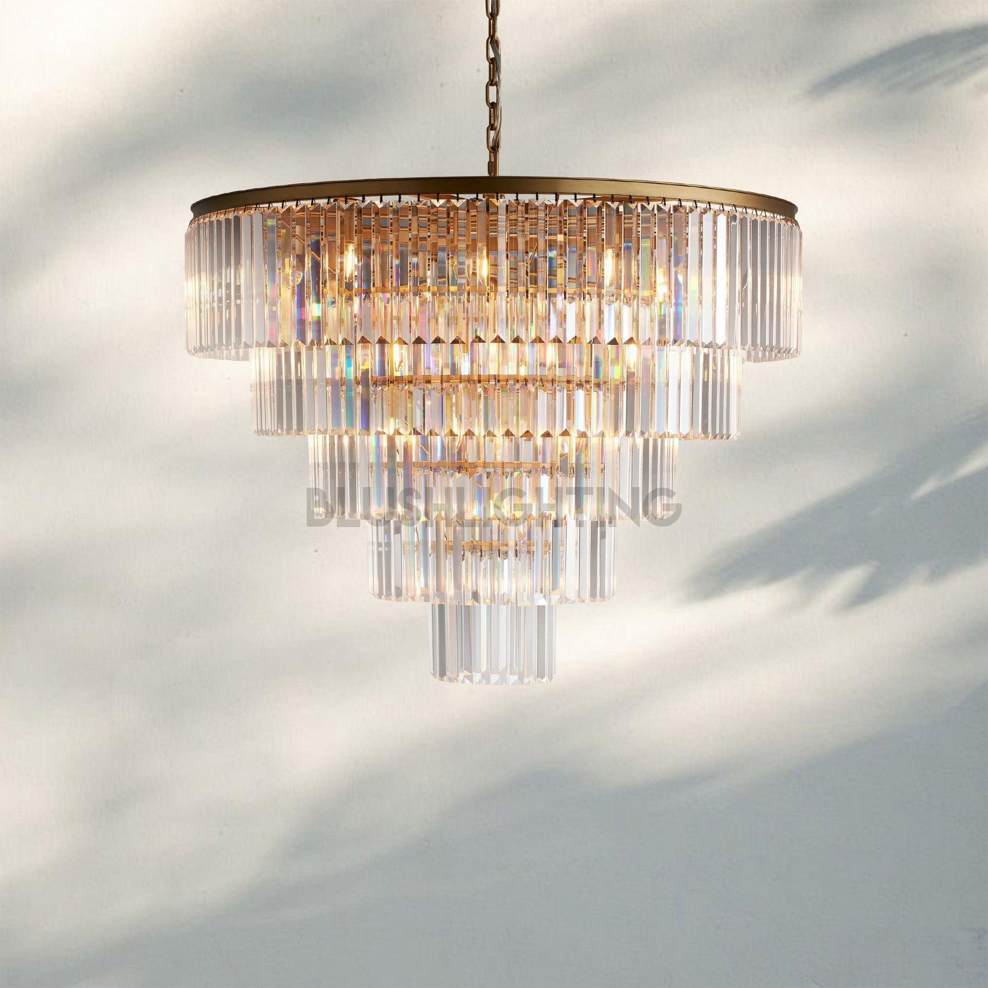 Leyland Tiered Round Chandelier - 5 - Tier 48″ WBrassBlushlighting