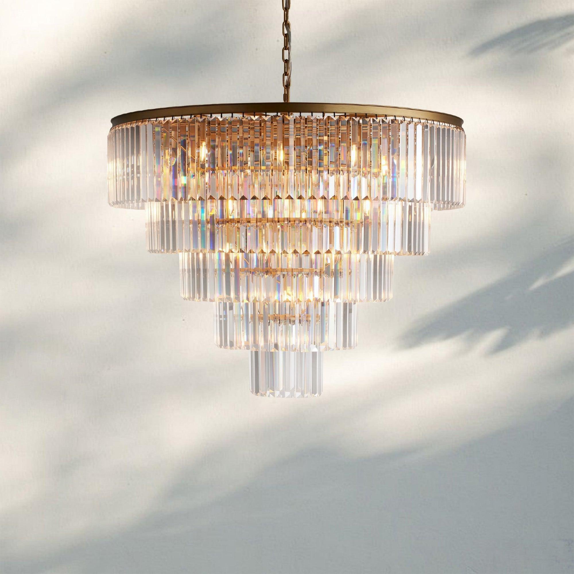 Leyland Tiered Round Chandelier - 5 - Tier 48″ WBrassBlushlighting
