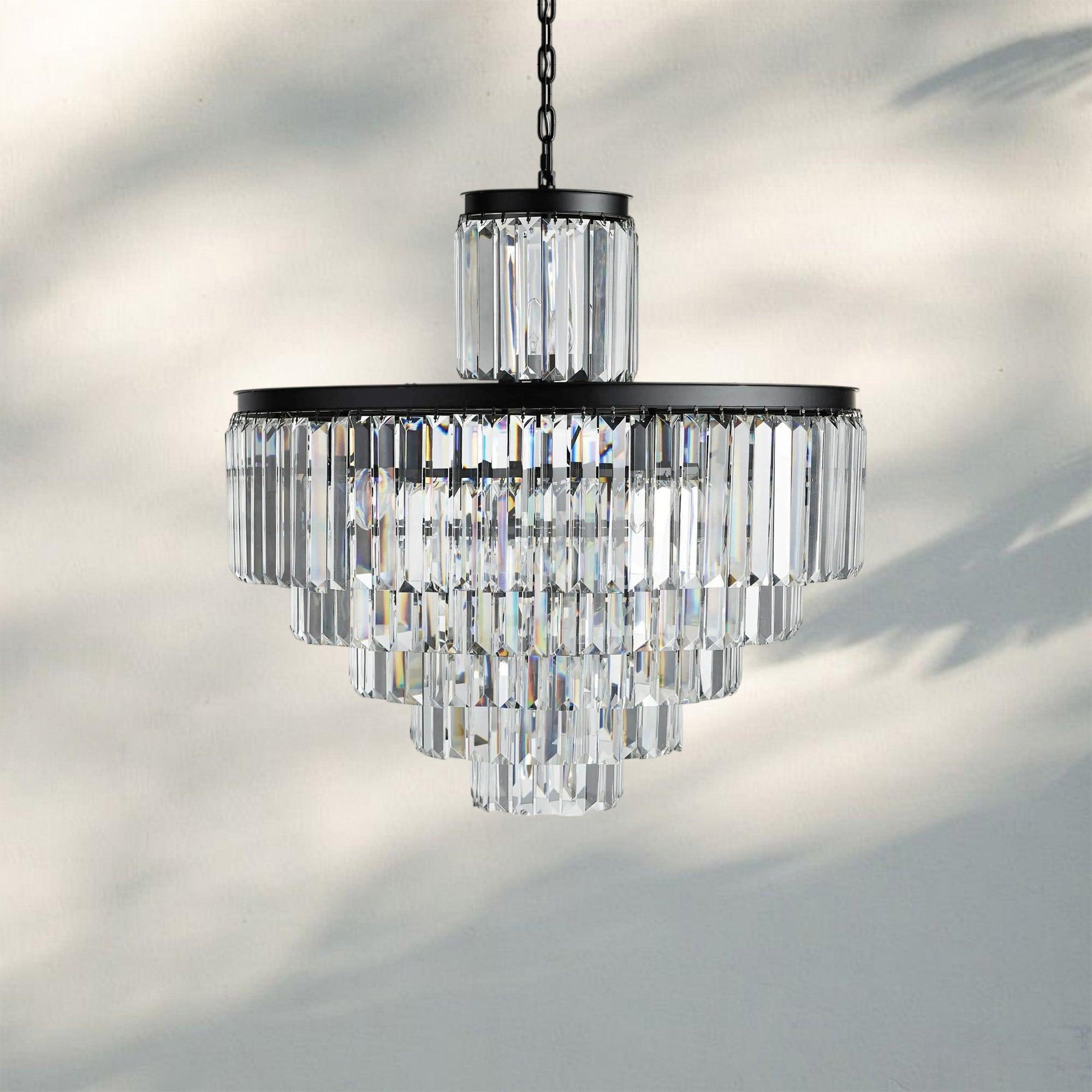 Leyland Tiered Round Chandelier Lighting - 22 - Light 32.5''Matte BlackBlushlighting