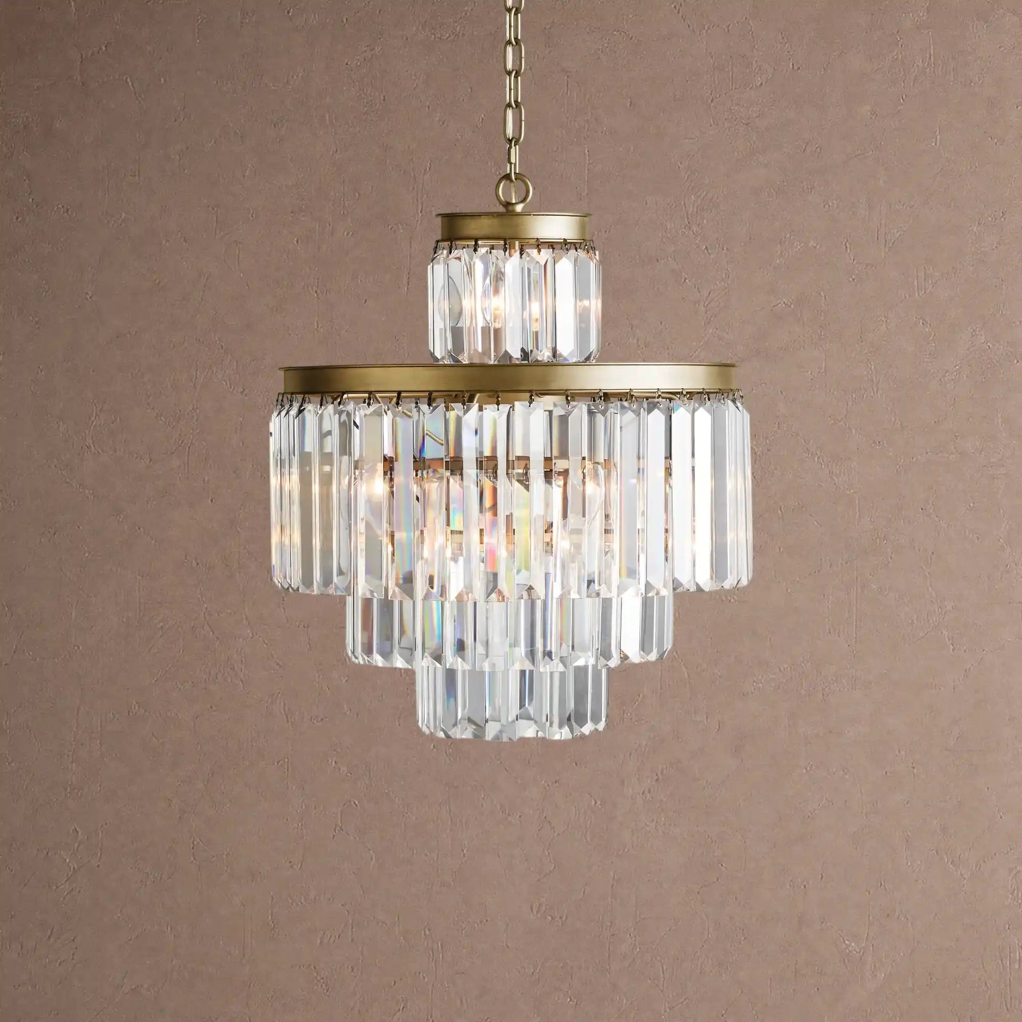 Leyland Tiered Round Chandelier Lighting - 11-Light 20.5''Antique BrassBlushlighting