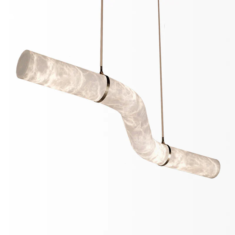 Liberty Curved Pendant Alabaster Chandelier, Pendant Light Over Dining Table-Blushlighting