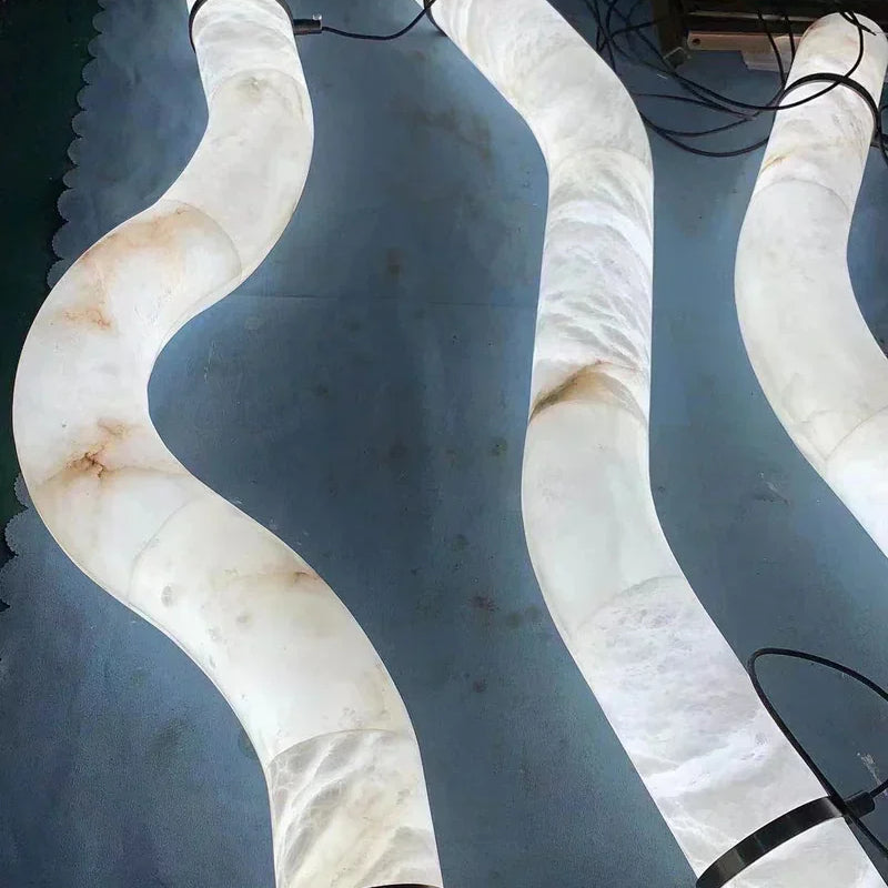 Liberty Curved Pendant Alabaster Chandelier, Pendant Light Over Dining Table-Blushlighting