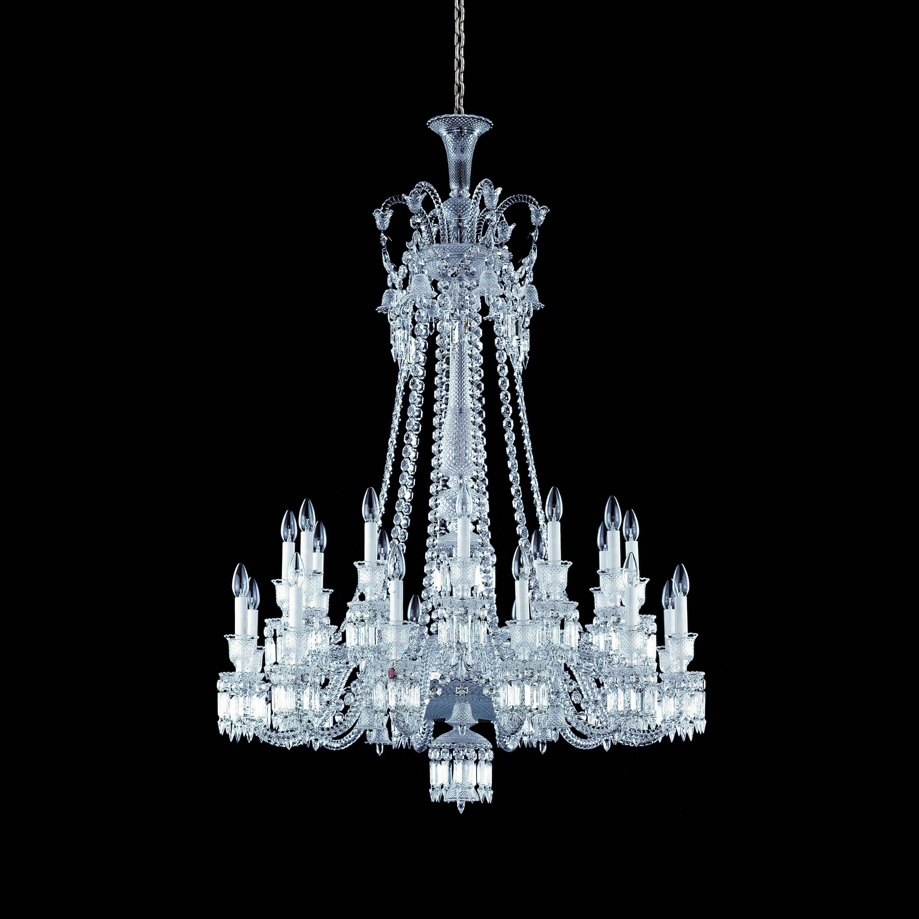 Light Luxury Classic Long Version Tiered Candle Light Crystal Chandelier for High-ceiling Rooms/Living Room - 8 Lights/D26.38"*H44.49"Without LampshadeWarm LightBlushlighting