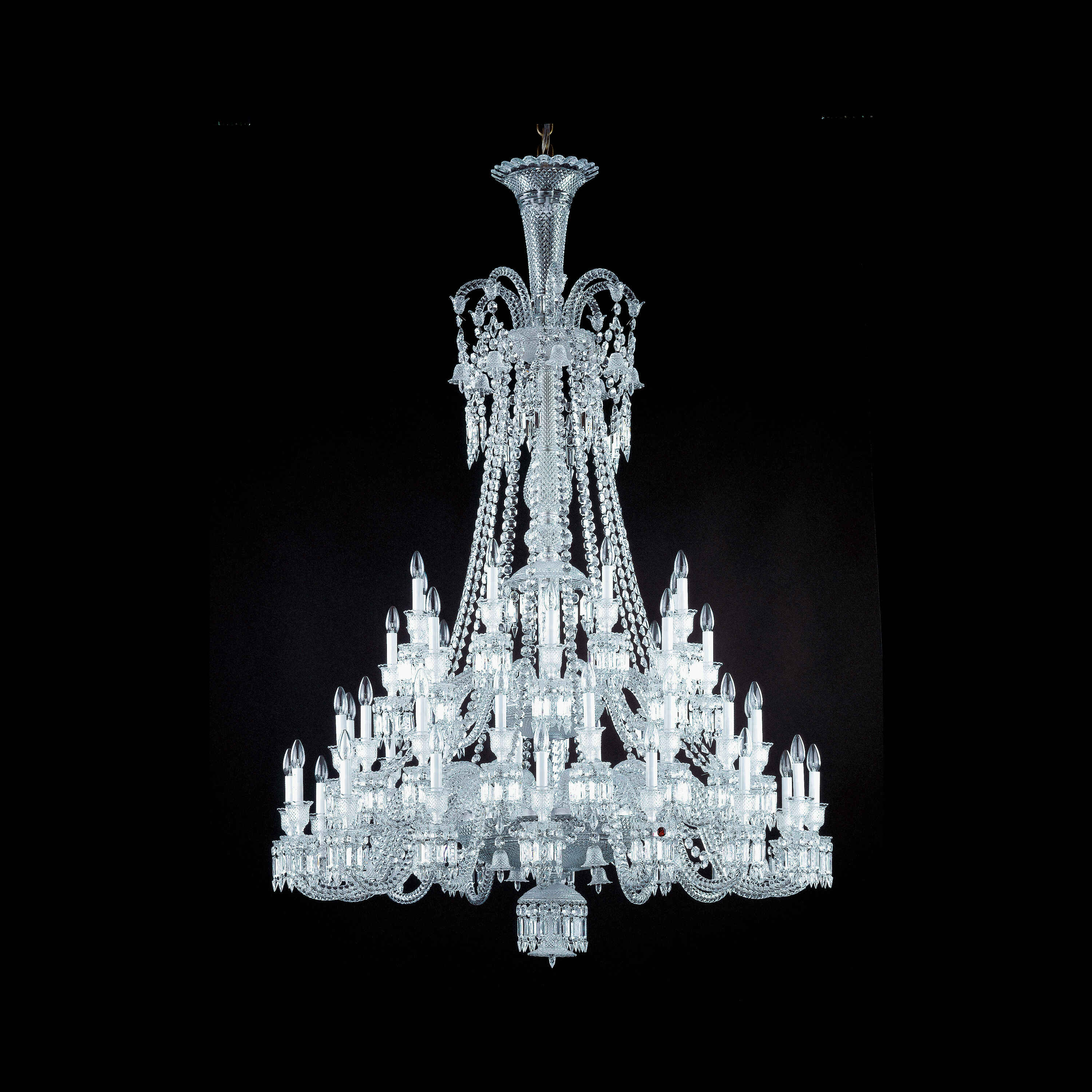 Light Luxury Classic Long Version Tiered Candle Light Crystal Chandelier for High-ceiling Rooms/Living Room - 48 Lights/D55.12"*H77.95"/118kgWithout LampshadeWarm LightBlushlighting