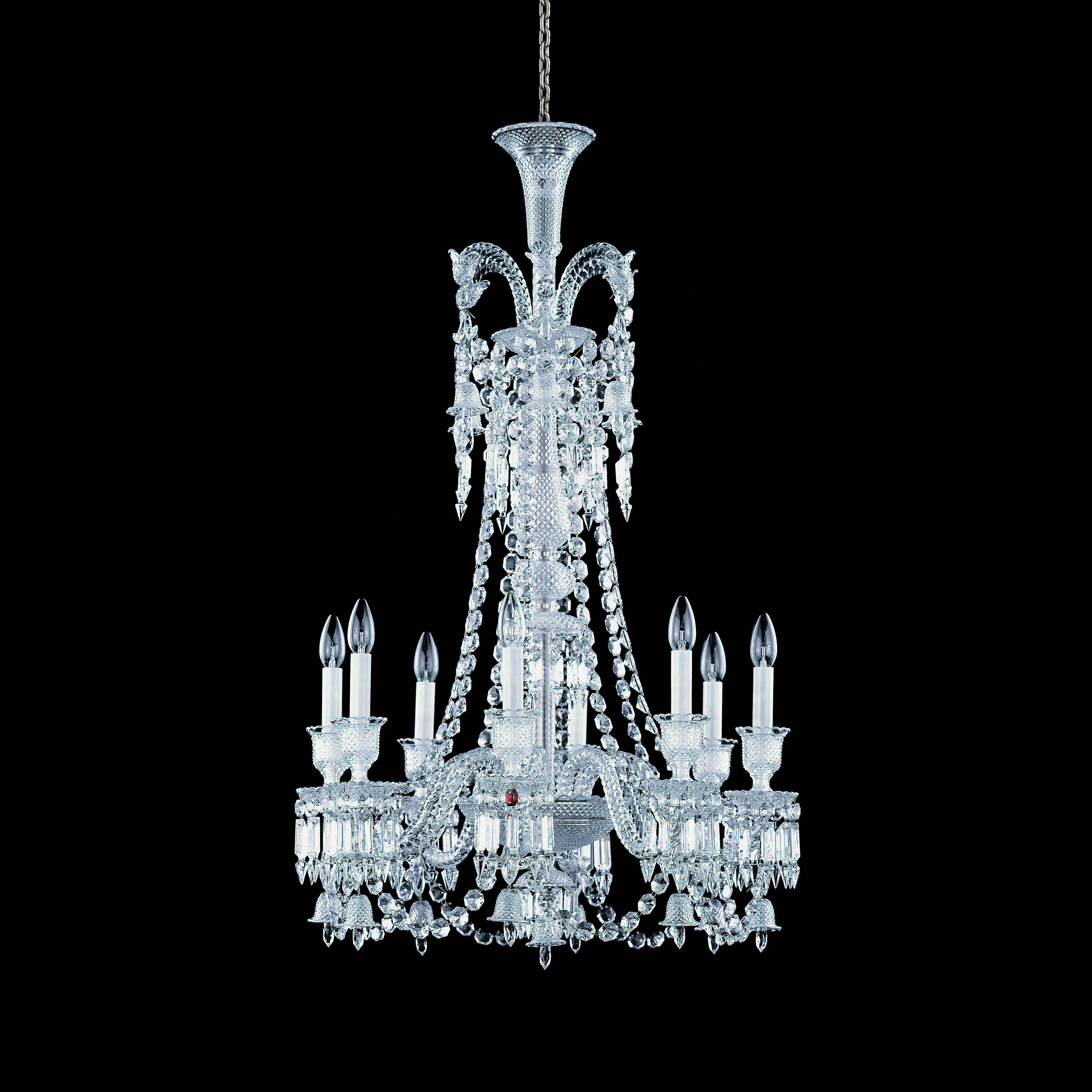 Light Luxury Classic Long Version Tiered Candle Light Crystal Chandelier for High-ceiling Rooms/Living Room - 8 Lights/D26.38"*H44.49"Without LampshadeWarm LightBlushlighting