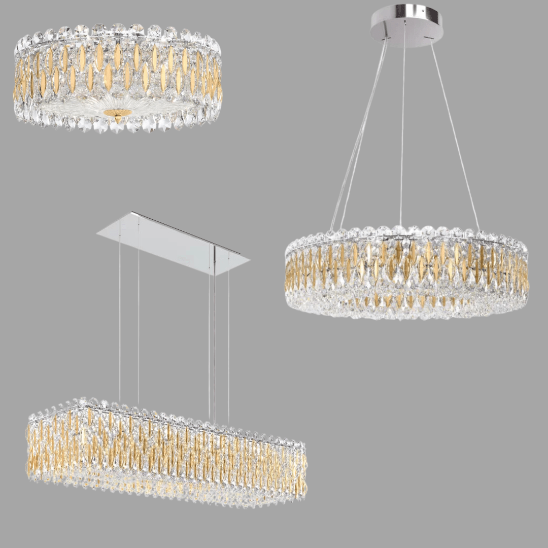 Light Luxury Crystal Beads Drum Collection Flush Mounted/Rectangle/Round Chandelier - Flush Mount/Round/3 Lights/D15.5"*H6.5"/6kgChrome Finish+Stainless Steel LeavesBlushlighting