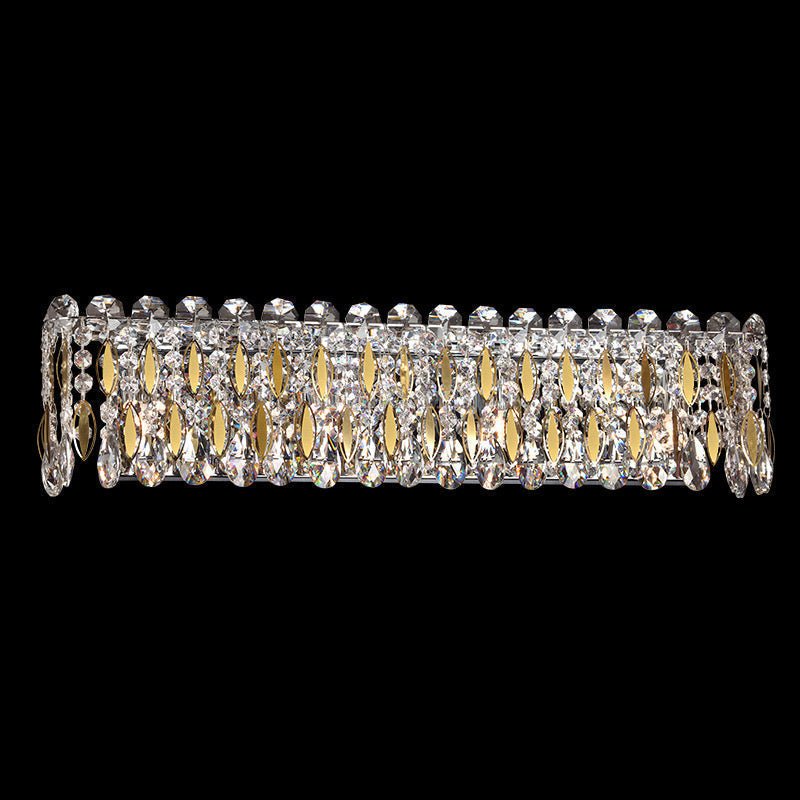 Light Luxury Crystal Beads Drum Collection Flush Mounted/Rectangle/Round Chandelier - Linear Wall Light/ L16.54"*W4.33"*H6.3"Chrome Finish+Stainless Steel LeavesBlushlighting