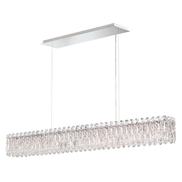 Light Luxury Crystal Beads Drum Collection Flush Mounted/Rectangle/Round Chandelier - Linear/L47.5"*W5"*H5.5"Chrome Finish+Stainless Steel LeavesBlushlighting