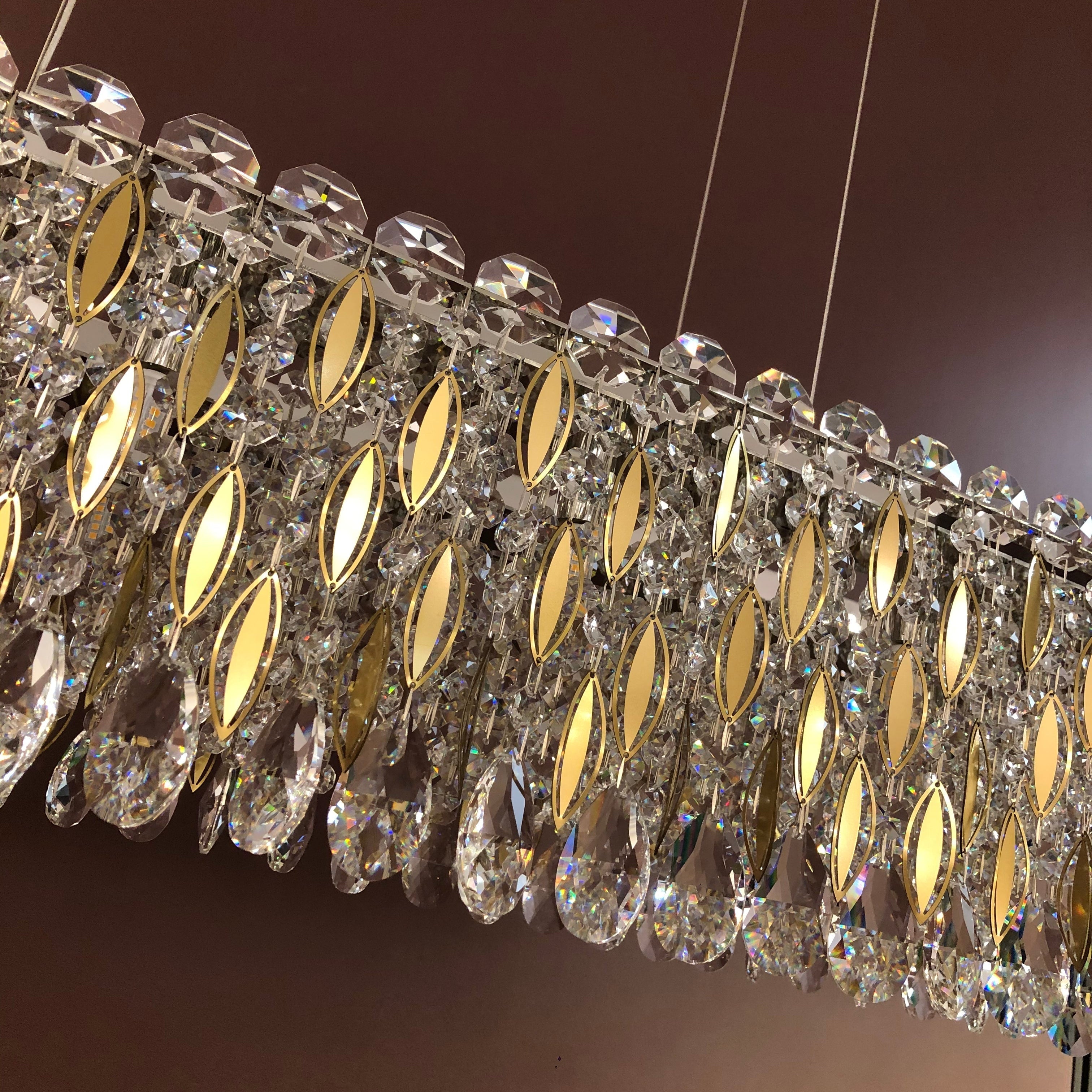 Light Luxury Crystal Beads Drum Collection Flush Mounted/Rectangle/Round Chandelier - Flush Mount/Round/3 Lights/D15.5"*H6.5"/6kgChrome Finish+Stainless Steel LeavesBlushlighting