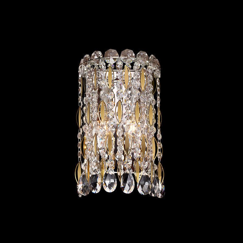 Light Luxury Crystal Beads Drum Collection Flush Mounted/Rectangle/Round Chandelier - Wall Light/L7.09"*W4.72"*H11.02"Chrome Finish+Stainless Steel LeavesBlushlighting