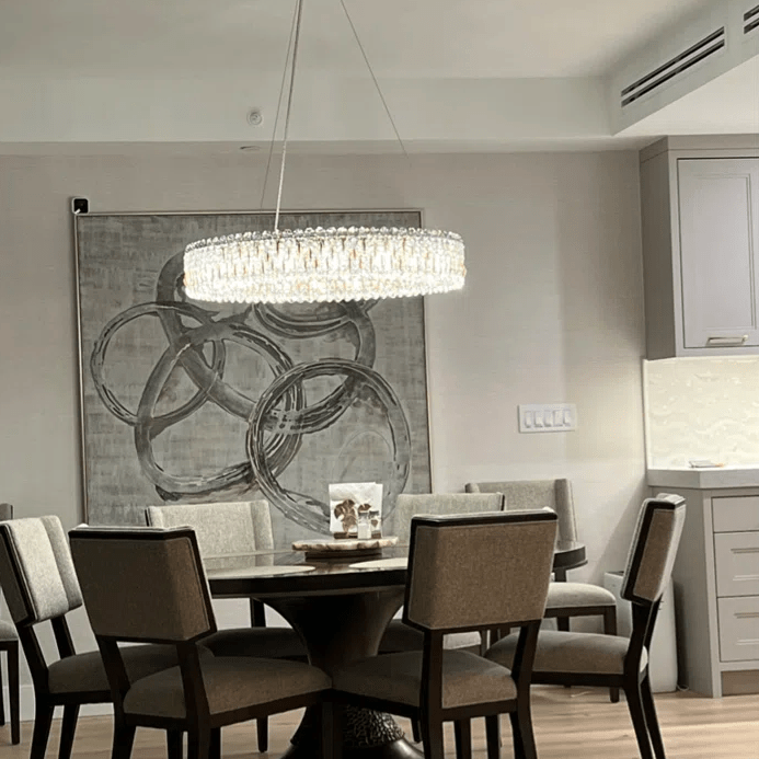 Light Luxury Crystal Beads Drum Collection Flush Mounted/Rectangle/Round Chandelier - Flush Mount/Round/3 Lights/D15.5"*H6.5"/6kgChrome Finish+Stainless Steel LeavesBlushlighting