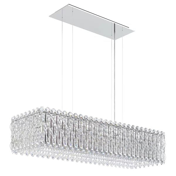 Light Luxury Crystal Beads Drum Collection Flush Mounted/Rectangle/Round Chandelier - Rectangle/13 Lights/L36.5"*W12"*H8"Chrome Finish+Stainless Steel LeavesBlushlighting