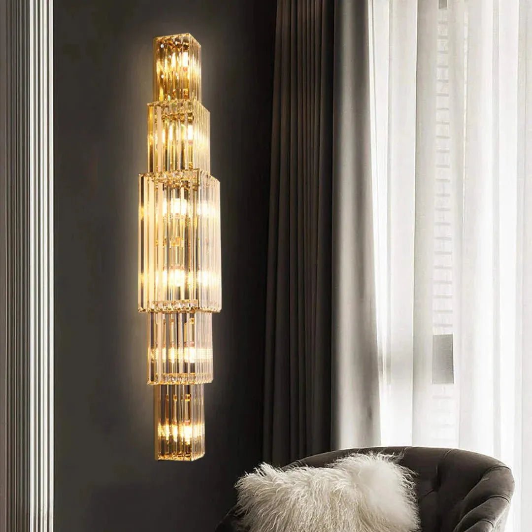 Light Luxury Crystal Layered Wall Lamp - Dia 7.9″(20cm) x H 31.5″(80cm)Blushlighting
